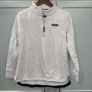 VINEYARD VINES Sweater Womens Small 1/4 Zip Mock Neck Pullover R604 Gray